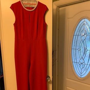 Red sleeveless jumpsuit